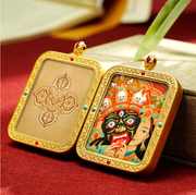 Fanchen·Hand-Carved Thangka Buddha Pendant Necklace with Brass Gawu Box