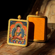 Fanchen·Hand-painted 3D Thangka brass Buddha image pendant necklace (Gawu Box)