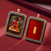 Fanchen·Hand-painted thangka cinnabar white copper pendant necklace (Gawu box)