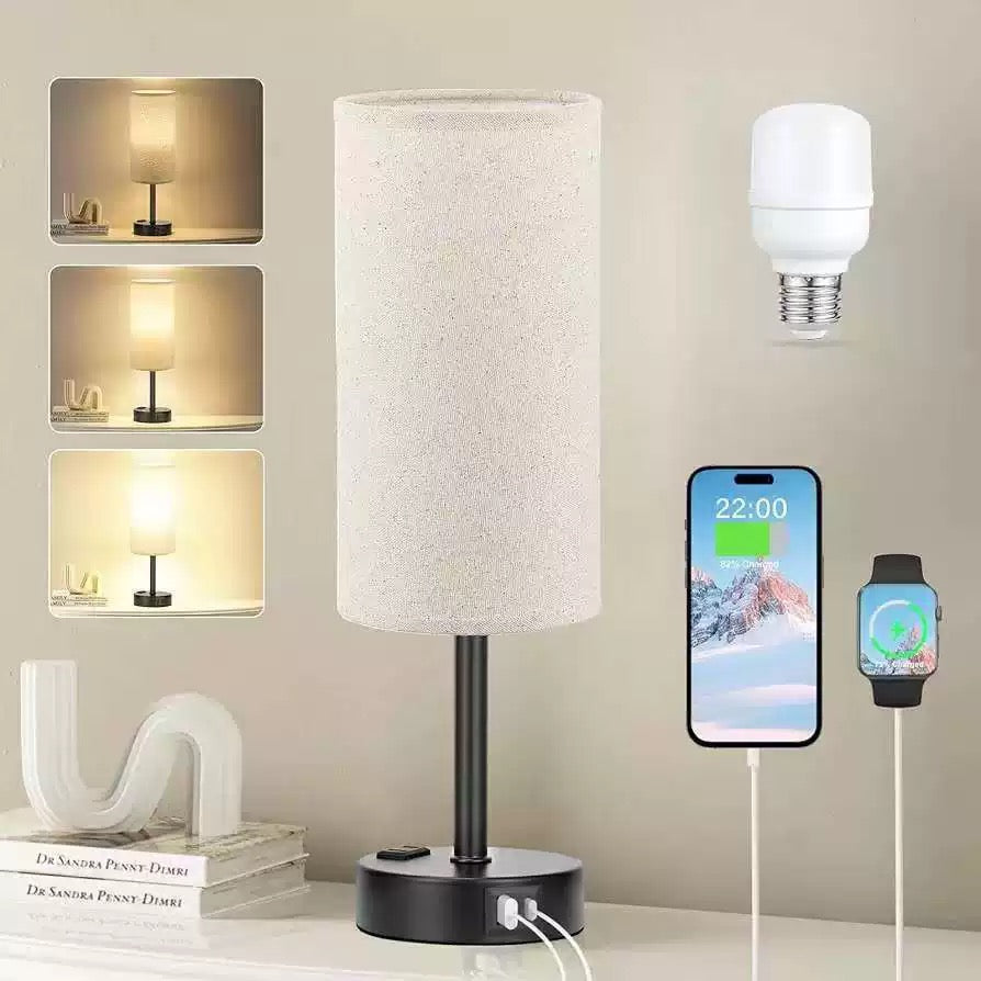 Touch Bedside Lamp with USB-C & AC Outlet